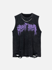 ThesupermadeVintage Metallic Phantom Letter Distressed Washed Vest