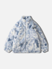 Tie-Dye Heart Sherpa Coat