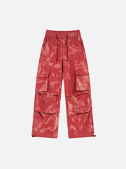 Tie-Dye Pleated Corduroy Multi-Pocket Pants