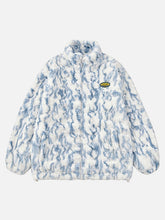 Tie-Dye Stand Collar Sherpa Jacket