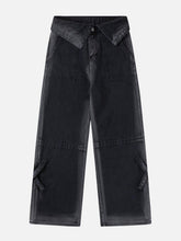 Turn-Over Waistband Wide-Leg Jeans