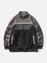 Velvet Checkerboard Patchwork Racing Jacket