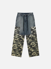 Vintage Camouflage Patchwork Cargo Jeans