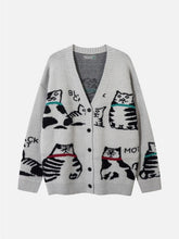 Vintage Cat Jacquard Knit Cardigan
