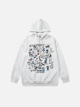 Vintage Cat Print Hoodie