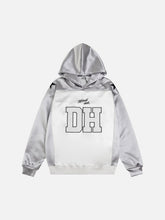 Vintage Collision Color Letter Embroidery Hoodie
