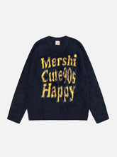 Vintage Contrast Letter Sweater