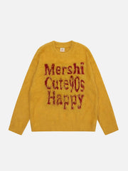 Vintage Contrast Letter Sweater