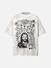 Vintage Cross Figure Print T-Shirt