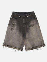 Vintage Distressed Denim Gradient Shorts