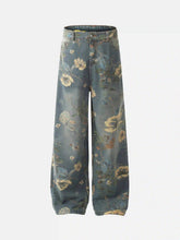 Vintage Distressed Floral Jeans
