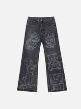 Vintage Graffiti Print Jeans