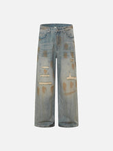 Vintage Graffiti Washed Distressed Jeans