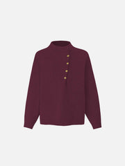 Vintage High-Neck Button Leisure Sweater