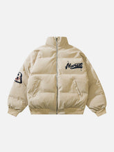 Vintage Letter Embroidered Corduroy Winter Coat