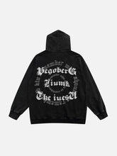 Vintage Letter Print Zipper Hoodie