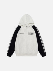Vintage Letter Stripe Splicing Hoodie