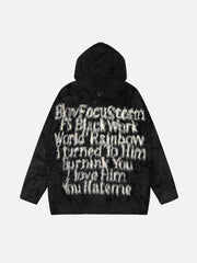 Vintage Lettering Seahorse Fur Hoodie