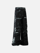 Vintage Painted Wide-Leg Pleated Jeans