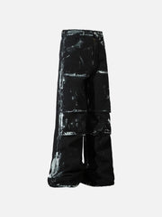 Vintage Painted Wide-Leg Pleated Jeans