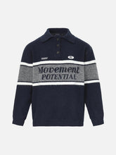 Vintage Preppy Colorblock Lapel Sweater