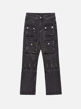 Vintage Punk Distressed Multi-Pocket Jeans