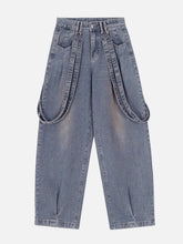 Vintage Solid Double Strap Jeans