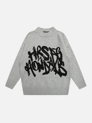 Vintage street Letter Embroidery Sweater