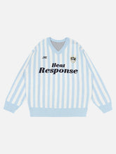 Vintage Vertical Striped Preppy V-Neck Sweater