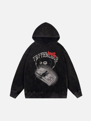 Vintage Washed Dark Print Hoodie