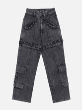 Vintage Washed Denim Cargo Jeans
