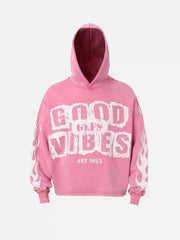 Vintage Washed Letter Print Hoodie