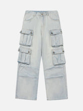 Vintage Washed Multi-Pocket Work Jeans