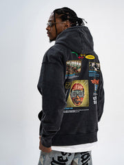 Vintage Washed Print Hoodie