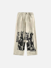 Washed Distressed Doberman Graffiti Sweatpants