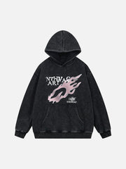 Washed Flame Printed Fleece Hoodie