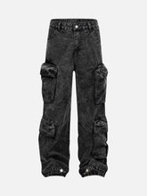 Washed Multi-Pocket Cargo Jeans