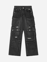 Washed Multi-Pocket Work Jeans
