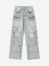 Washed Multi-Pocket Work Jeans