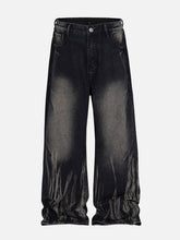 Washed Stained Wide-Leg Jeans