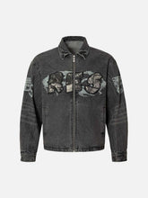 Wasteland Embroidered Print Rivet Denim Jacket