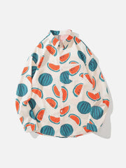 Watermelon Print Long-Sleeved Shirt