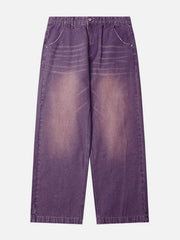 Wide-Leg Washed Jeans