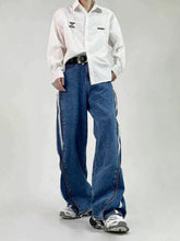 Zip Up Stripe Jeans