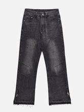 Zipper Decoration Washed Jeans