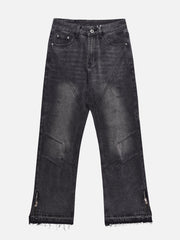 Zipper Decoration Washed Jeans