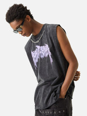 ThesupermadeVintage Metallic Phantom Letter Distressed Washed Vest