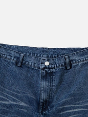 Thorn Print Washed Oversized Jeans