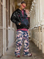 Tie-Dye Waste Style Camouflage Cargo Jeans