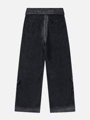 Turn-Over Waistband Wide-Leg Jeans